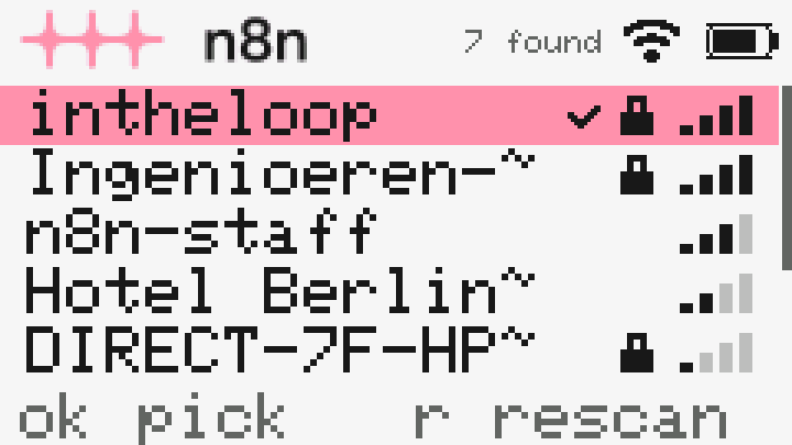 Cardputer list of WiFi networks