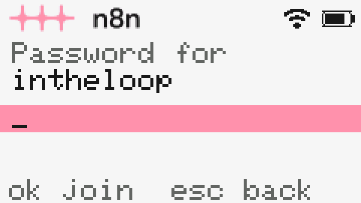 Cardputer WiFi password entry screen